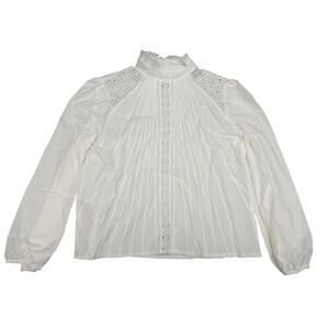 NWOT White Lace Pintuck Blouse Women’s XL